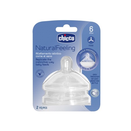 Chicco Tetina Natural Feeling Flujo Papilla +6 Meses 2Uds